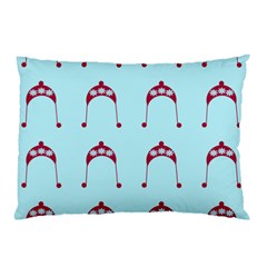 Blue Flower Red Hat Pillow Case by snowwhitegirl