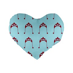 Blue Flower Red Hat Standard 16  Premium Heart Shape Cushions by snowwhitegirl