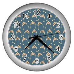 Teal Beige Hats Wall Clocks (silver)  by snowwhitegirl