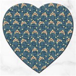 Teal Beige Hats Jigsaw Puzzle (Heart) Front