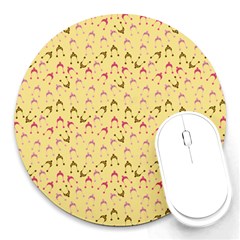 Hats Pink Beige Round Mousepads by snowwhitegirl