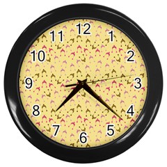 Hats Pink Beige Wall Clocks (black) by snowwhitegirl