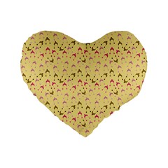 Hats Pink Beige Standard 16  Premium Flano Heart Shape Cushions by snowwhitegirl