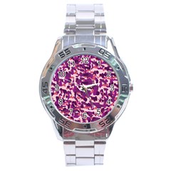 Pink Camo Stainless Steel Analogue Watch by snowwhitegirl