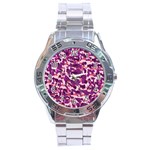 Pink Camo Stainless Steel Analogue Watch Front