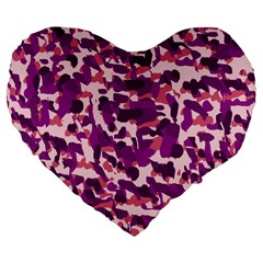 Pink Camo Large 19  Premium Flano Heart Shape Cushions by snowwhitegirl