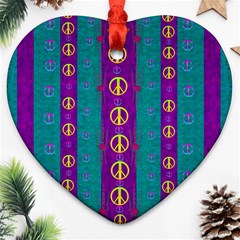 Peace Be With Us This Wonderful Year In True Love Ornament (heart) by pepitasart