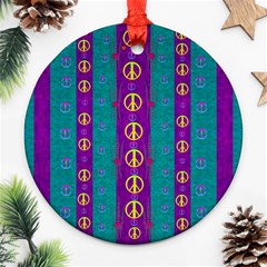 Peace Be With Us This Wonderful Year In True Love Round Ornament (two Sides) by pepitasart