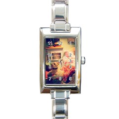 Cream Dollhouse Rectangle Italian Charm Watch by snowwhitegirl