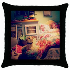 Cream Dollhouse Throw Pillow Case (black) by snowwhitegirl