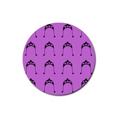 Violet Flower Hat Rubber Coaster (round)  by snowwhitegirl