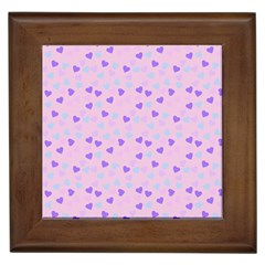 Blue Pink Hearts Framed Tiles