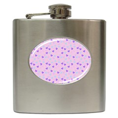 Blue Pink Hearts Hip Flask (6 Oz) by snowwhitegirl