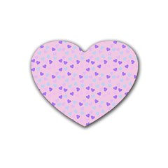 Blue Pink Hearts Rubber Coaster (heart)  by snowwhitegirl