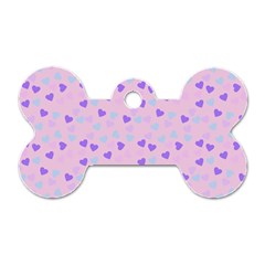 Blue Pink Hearts Dog Tag Bone (one Side) by snowwhitegirl