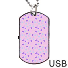 Blue Pink Hearts Dog Tag Usb Flash (two Sides) by snowwhitegirl