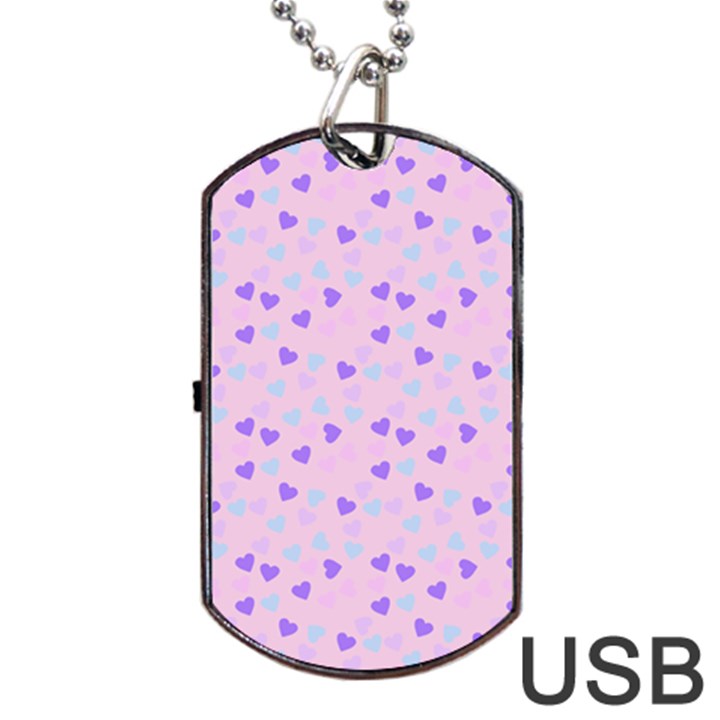 Blue Pink Hearts Dog Tag USB Flash (Two Sides)