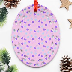 Blue Pink Hearts Ornament (oval Filigree)