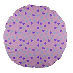 Blue Pink Hearts Large 18  Premium Round Cushions by snowwhitegirl