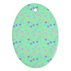 Minty Hearts Ornament (oval)