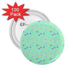 Minty Hearts 2 25  Buttons (100 Pack)  by snowwhitegirl