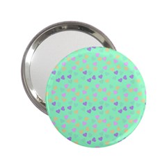 Minty Hearts 2 25  Handbag Mirrors