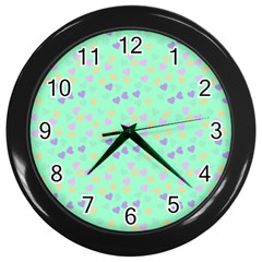 Minty Hearts Wall Clocks (black)