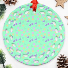 Minty Hearts Round Filigree Ornament (two Sides) by snowwhitegirl