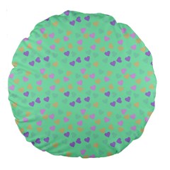 Minty Hearts Large 18  Premium Round Cushions by snowwhitegirl