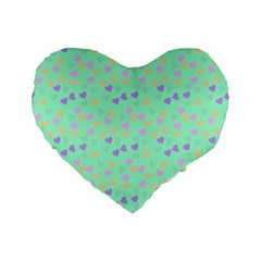 Minty Hearts Standard 16  Premium Heart Shape Cushions by snowwhitegirl