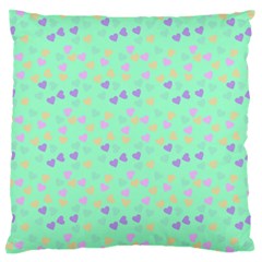 Minty Hearts Large Flano Cushion Case (one Side) by snowwhitegirl