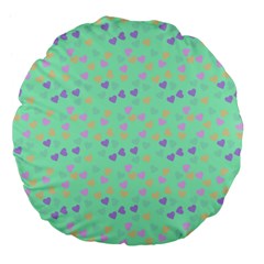 Minty Hearts Large 18  Premium Flano Round Cushions by snowwhitegirl