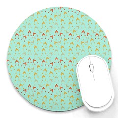 Blue Orange Hats Round Mousepads