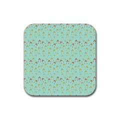 Blue Orange Hats Rubber Coaster (Square) 