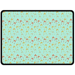 Blue Orange Hats Double Sided Fleece Blanket (Large) 