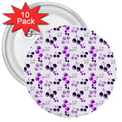 Purple Cherries 3  Buttons (10 Pack)  by snowwhitegirl