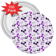 Purple Cherries 3  Buttons (100 Pack)  by snowwhitegirl