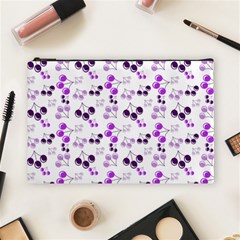 Purple Cherries Cosmetic Bag (large)  by snowwhitegirl