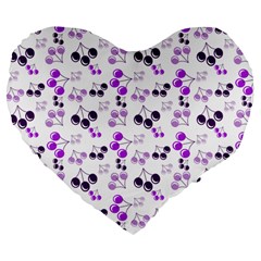 Purple Cherries Large 19  Premium Flano Heart Shape Cushions by snowwhitegirl