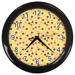 Beige Hearts Wall Clocks (black) by snowwhitegirl