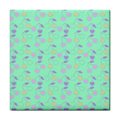 Mint Heart Cherries Tile Coasters