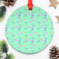 Mint Heart Cherries Ornament (Round)