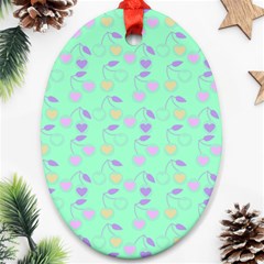 Mint Heart Cherries Ornament (Oval)