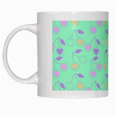 Mint Heart Cherries White Mugs