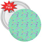 Mint Heart Cherries 3  Buttons (10 pack)  Front