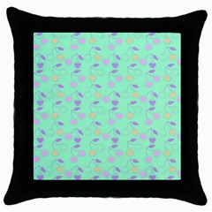 Mint Heart Cherries Throw Pillow Case (Black)