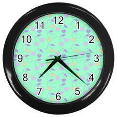 Mint Heart Cherries Wall Clocks (Black)