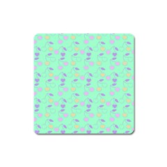 Mint Heart Cherries Square Magnet