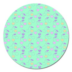 Mint Heart Cherries Magnet 5  (Round)