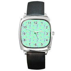 Mint Heart Cherries Square Metal Watch